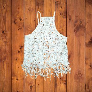 Ultra Pink Crocheted‎ Tank Top Color White Size Small S 100% Polyester